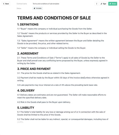 Terms and conditions of sale